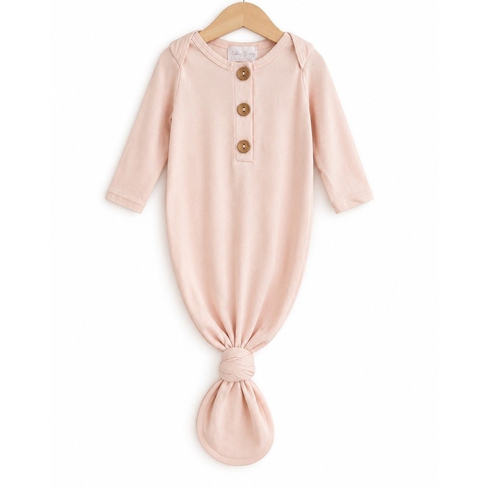 Aubrey‎ Gianna Baby Blush Knotted Bamboo Gown Newborn Sleep Sack Wooden Buttons